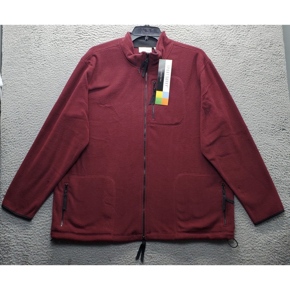 Sport Savvy Separates Fleece Jacket Womens XL Burgundy Drawcord Hem Full Zip